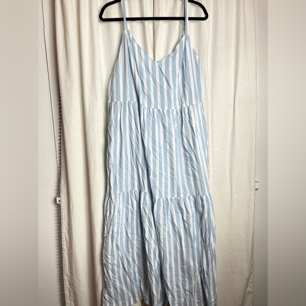 Old Navy Blue White Striped Cami Maxi Summer Dress XL